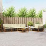 Set de canapele de exterior cu pernă 7 pcs Natural și Crem GartenMobel Dekor