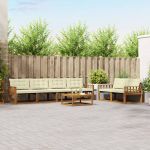 Set de canapele de exterior cu pernă 7 pcs Natural și Crem GartenMobel Dekor