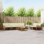 Set de canapele de exterior cu pernă 7 pcs Natural și Crem GartenMobel Dekor