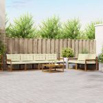 Set de canapele de exterior cu pernă 7 pcs Natural și Crem GartenMobel Dekor