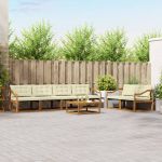 Set de canapele de exterior cu pernă 7 pcs Natural și Crem GartenMobel Dekor