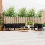 Set de canapele de exterior cu pernă 7 pcs Natural și Negru GartenMobel Dekor
