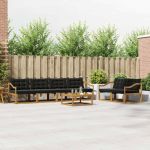 Set de canapele de exterior cu pernă 7 pcs Natural și Negru GartenMobel Dekor