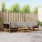 Set de canapele de exterior 7 pcs Gri natural și deschis GartenMobel Dekor