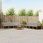 Set de canapele de exterior 9 pcs Gri natural și deschis GartenMobel Dekor