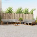 Set de canapele de exterior 9 pcs Gri natural și deschis GartenMobel Dekor