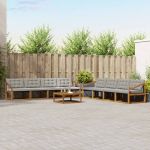 Set de canapele de exterior 9 pcs Gri natural și deschis GartenMobel Dekor