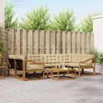 Set de canapele de exterior cu pernă 7 pcs Natural și Bej GartenMobel Dekor