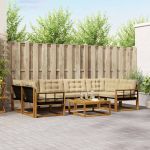 Set de canapele de exterior cu pernă 7 pcs Natural și Bej GartenMobel Dekor