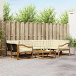 Set de canapele de exterior cu pernă 7 pcs Natural și Crem GartenMobel Dekor