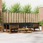 Set de canapele de exterior cu pernă 7 pcs Natural și Negru GartenMobel Dekor