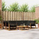 Set de canapele de exterior cu pernă 7 pcs Natural și Negru GartenMobel Dekor