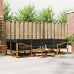 Set de canapele de exterior cu pernă 7 pcs Natural și Negru GartenMobel Dekor