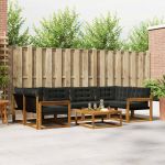 Set de canapele de exterior cu pernă 7 pcs Natural și Negru GartenMobel Dekor