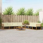 Set de canapele de exterior cu pernă 8 pcs Natural și Crem GartenMobel Dekor