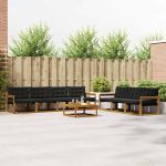 Set de canapele de exterior cu pernă 8 pcs Natural și Negru GartenMobel Dekor