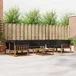 Set de canapele de exterior cu pernă 8 pcs Natural și Negru GartenMobel Dekor