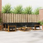Set de canapele de exterior cu pernă 8 pcs Natural și Negru GartenMobel Dekor