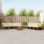 Set de canapele de exterior cu pernă 9 pcs Natural și Crem GartenMobel Dekor