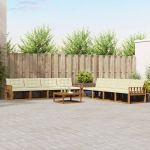 Set de canapele de exterior cu pernă 9 pcs Natural și Crem GartenMobel Dekor