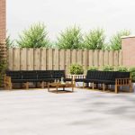 Set de canapele de exterior cu pernă 9 pcs Natural și Negru GartenMobel Dekor