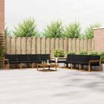 Set de canapele de exterior cu pernă 9 pcs Natural și Negru GartenMobel Dekor