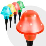 Lampa Solara LED tip Ciuperca pentru Gradina, Multicolore, Diametru 11cm