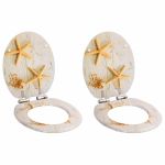 Capace WC închidere silențioasă 2 buc. MDF design stea de mare GartenMobel Dekor