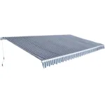 Copertină pliabilă acționată manual, albastru/alb, 600 cm GartenMobel Dekor