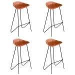 Scaune de bar, 4 buc., maro, piele naturală GartenMobel Dekor