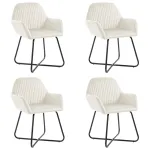 Scaune de bucătărie, 4 buc., crem, catifea GartenMobel Dekor