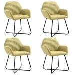 Scaune de bucătărie, 4 buc., verde, material textil GartenMobel Dekor