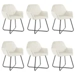 Scaune de bucătărie, 6 buc., crem, catifea GartenMobel Dekor