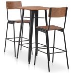 Set mobilier de bar, 3 piese, maro și negru, oțel GartenMobel Dekor