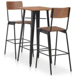 Set mobilier de bar, 3 piese, maro și negru, oțel GartenMobel Dekor