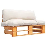 Canapea din paleți de grădină, cu perne nisipii, lemn de pin GartenMobel Dekor