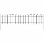 Gard de grădină cu vârf circular, oțel, 359x80 cm, negru GartenMobel Dekor