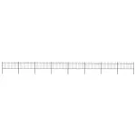 Gard de grădină cu vârf circular din oțel, 1426 x 80 cm, negru GartenMobel Dekor