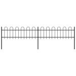 Gard de grădină cu vârf circular din oțel, 359x60 cm, negru GartenMobel Dekor
