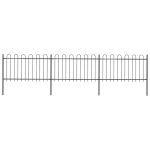 Gard de grădină cu vârf circular din oțel, 537x100 cm, negru GartenMobel Dekor