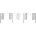 Gard de grădină cu vârf circular din oțel, 537x100 cm, negru GartenMobel Dekor