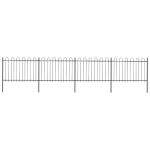 Gard de grădină cu vârf circular din oțel, 714,5 x 120 cm, negru GartenMobel Dekor
