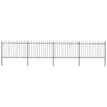 Gard de grădină cu vârf circular din oțel, 714,5 x 120 cm, negru GartenMobel Dekor