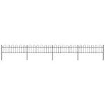 Gard de grădină cu vârf circular din oțel, 714,5 x 60 cm, negru GartenMobel Dekor