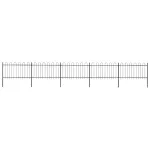 Gard de grădină cu vârf circular din oțel, 892,5 x 100 cm, negru GartenMobel Dekor