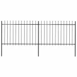 Gard de grădină cu vârf suliță, negru, 3,4 m, oțel GartenMobel Dekor