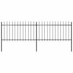 Gard de grădină cu vârf tip suliță din oțel, 359x100 cm, negru GartenMobel Dekor