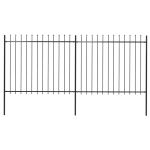 Gard de grădină cu vârf tip suliță din oțel, 359x150 cm, negru GartenMobel Dekor