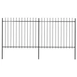 Gard de grădină cu vârf tip suliță din oțel, 359x150 cm, negru GartenMobel Dekor