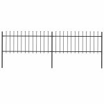 Gard de grădină cu vârf tip suliță din oțel, 359x80 cm, negru GartenMobel Dekor